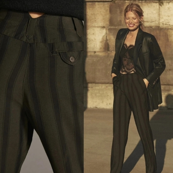 NWT Anthropologie x Tiny Green Pleated Fairfax Pants w/ Side Slant Pockets SZ 10 - Picture 3 of 10